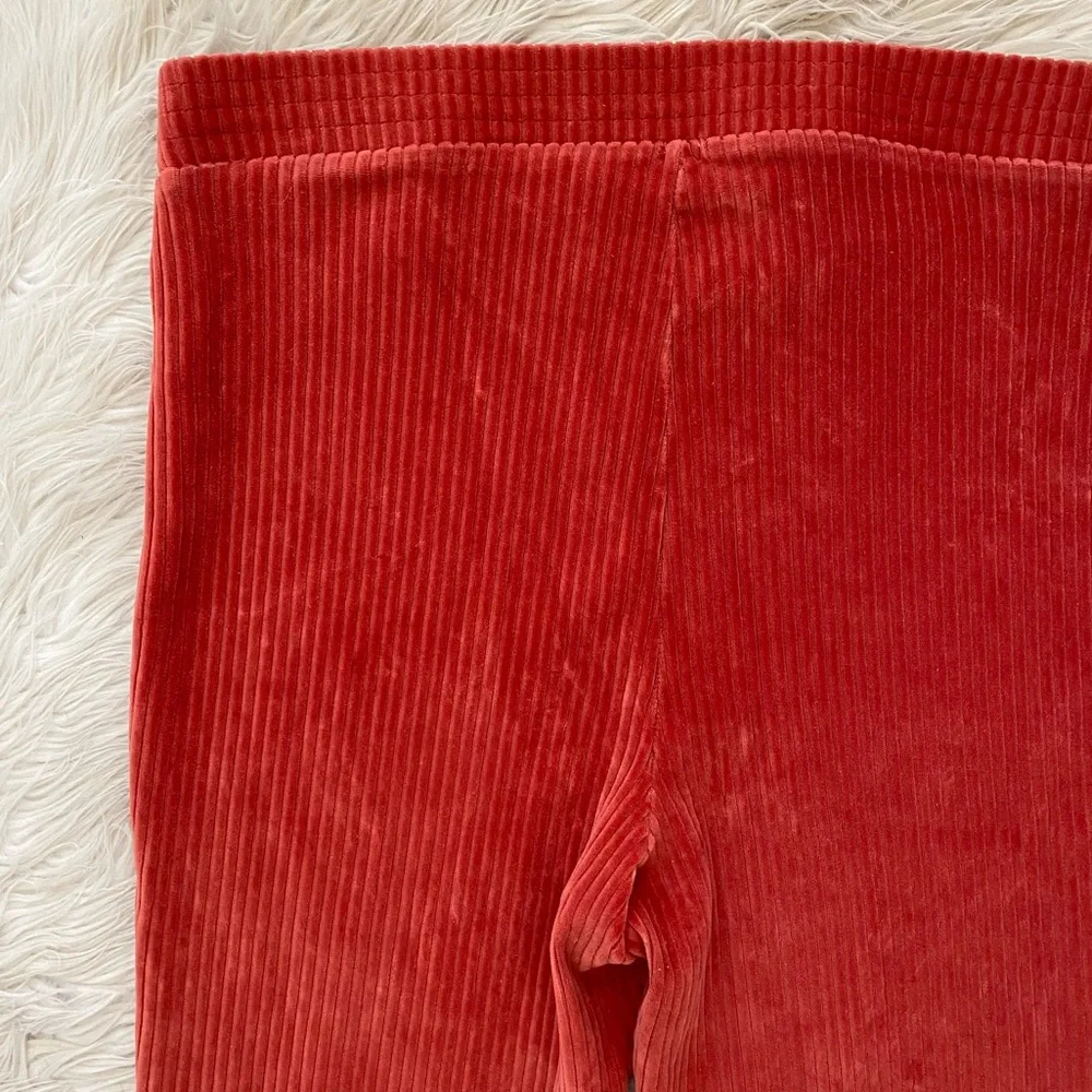 Aerie Groove On Burnt Orange Ribbed Velour Flare Pull On Pants Loungewear Active - Picture 8 of 11